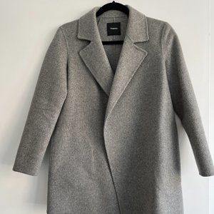 Open Front Coat in Double-Face Wool-Cashmere (GREY MELANGE)